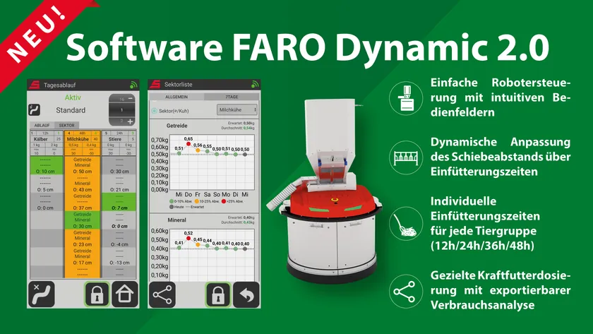 FARO Futteranschieber mit neuer Software für flexible Tagesabläufe