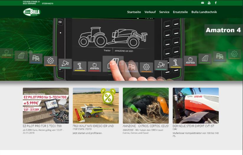 Die Firma Bulla Landtechnik präsentiert ihren neuen Webauftritt - ein Service von landwirt.com.