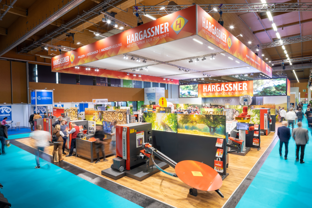 Der Hargassner Messestand: 400 qm zur Zukunft des Heizens. © Hargassner