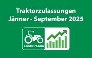 Neuzulassungen der Standardtraktoren von Jänner bis September 2025