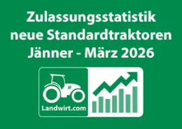 Titelbild: Zulassungsstatistik neue Standardtraktoren Jänner-März 2026
